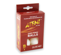 М'ячики для настільного тенісу Atemi 1* 6шт 40+ пластик білі																			