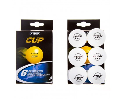Кульки для настільного тенісу Stiga Cup 3 *, 6 шт, білий, C-6